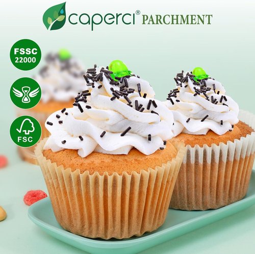 Caperci Jumbo Muffin Liners - 200 Pcs Natural Paper Baking Cups | Non-Stick & Grease-Proof