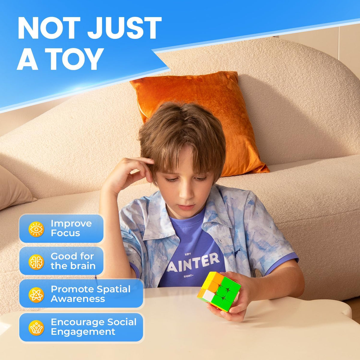 GAN 356 M, Speed Cube 3x3 Magnetic Speedcube Stickerless 356M Fidget Toys for Kids Adults, No Extra GES