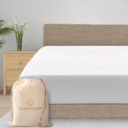 Good Sleep Bedding 800 TC Queen Fitted Sheet - Soft, Breathable Luxury Hotel Style | 16" Deep Pocket - White