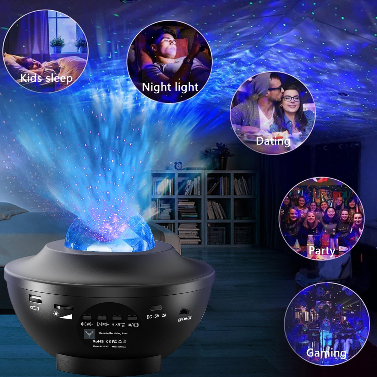 itayak Galaxy Star Projector,Nebula LED Night Light for Room Decor, Ocean Wave Starry Sky Light Projector for Bedroom Home Theater, Remote & Bluetooth Speaker, Christmas for Kids Boy Girl Adults