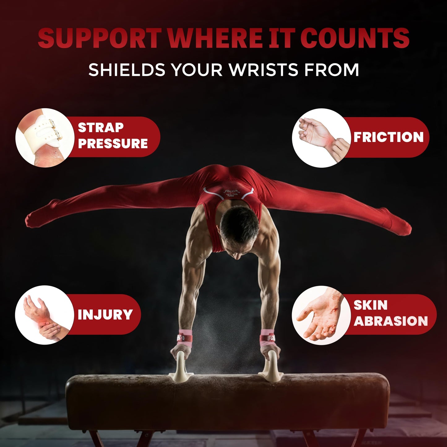 Reisport Wristbands, Pink Gymnastics Wristbands, Unisex, ONE Size, 5 Inch, Wrist Protection, Gymnastics Grips, Sweatbands