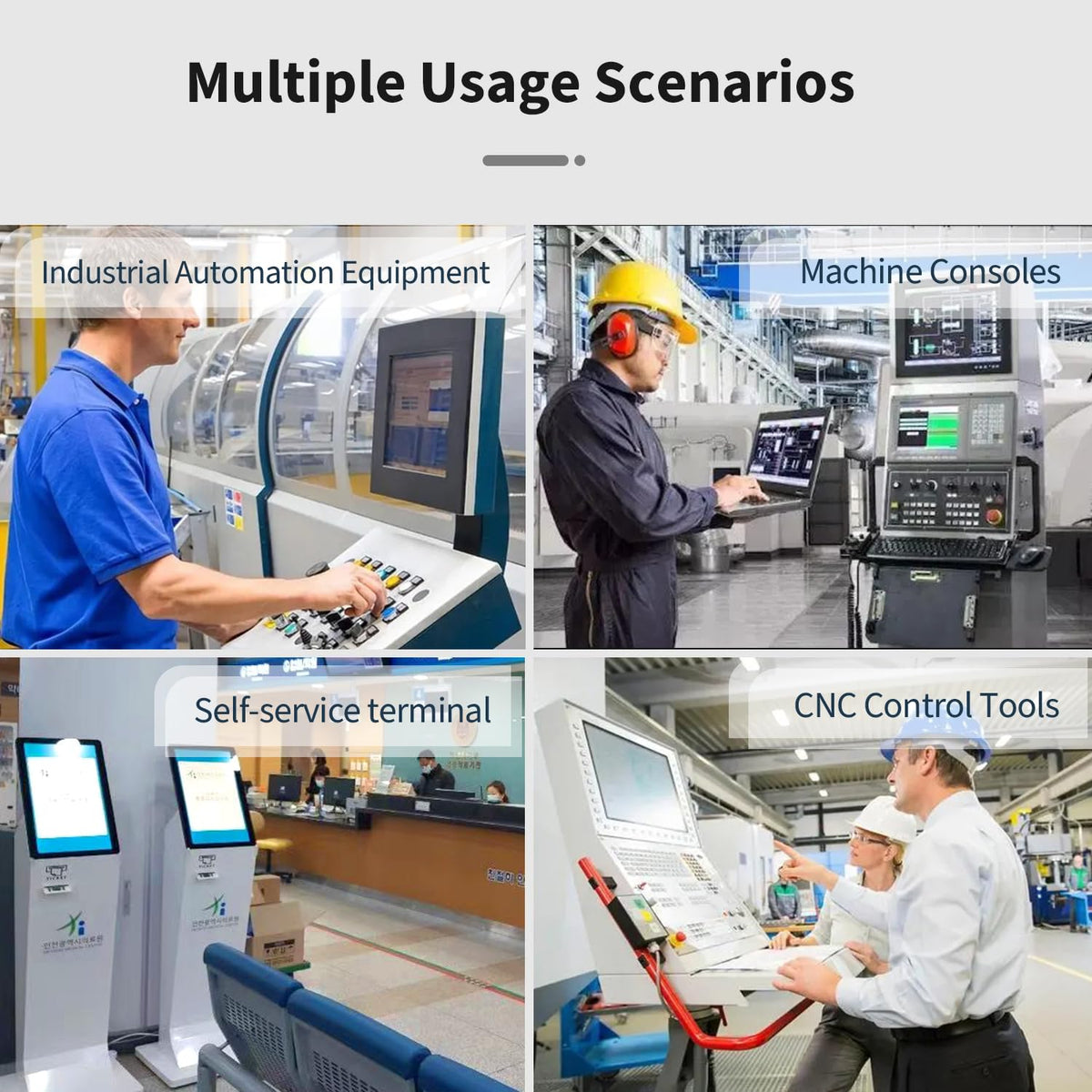 TouchWo 15 inch Industrial Embedded Touchscreen Monitor, Capacitive Multi-Touch Screen Industrial Front IP65 Monitor Built-in Speakers, HD-MI in, USB, VGA, 4:3 1024x768 Display