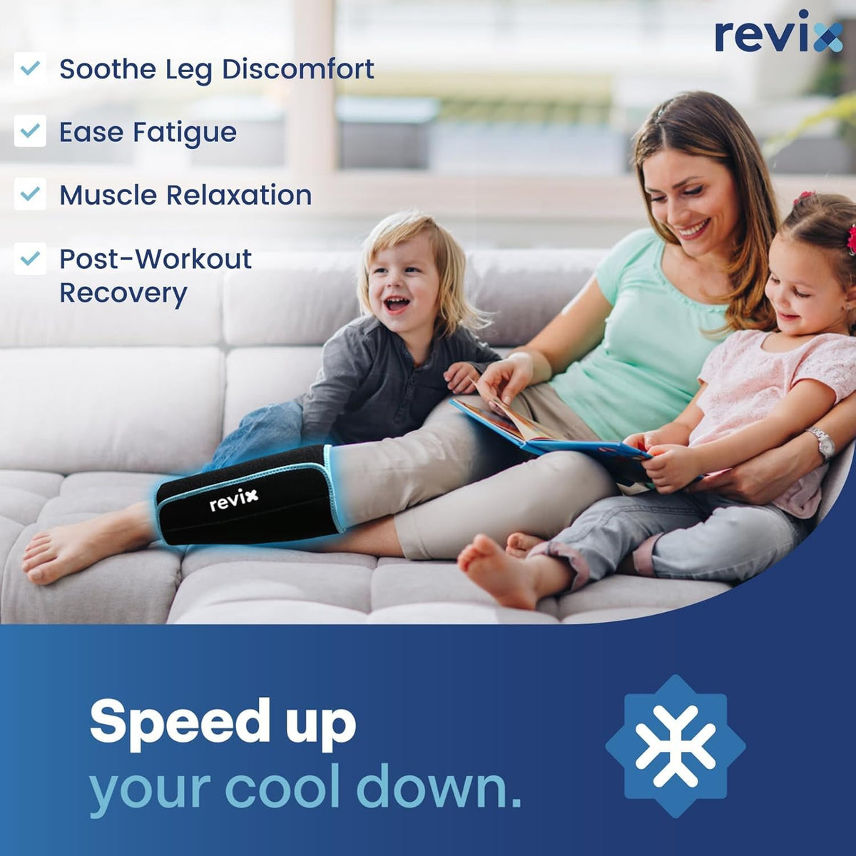 REVIX Shin Ice Pack Reusable Leg Ice Pack Wrap Cold Therapy Compression Sleeve for Calf, Elbow, Arm and Knee Discomfort Recovery and Support, 360° Full Coverage