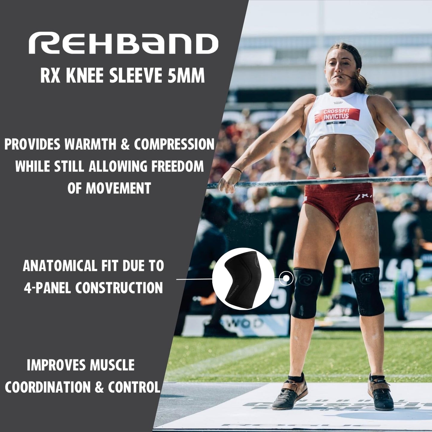 Rehband 5mm Knee Sleeves for Functional Training, Cross-Training & Powerlifting, Weightlifting Knee Support made of Neoprene, Unisex, Colour:Gold/Black - 1 Pair, Size:XX-Large