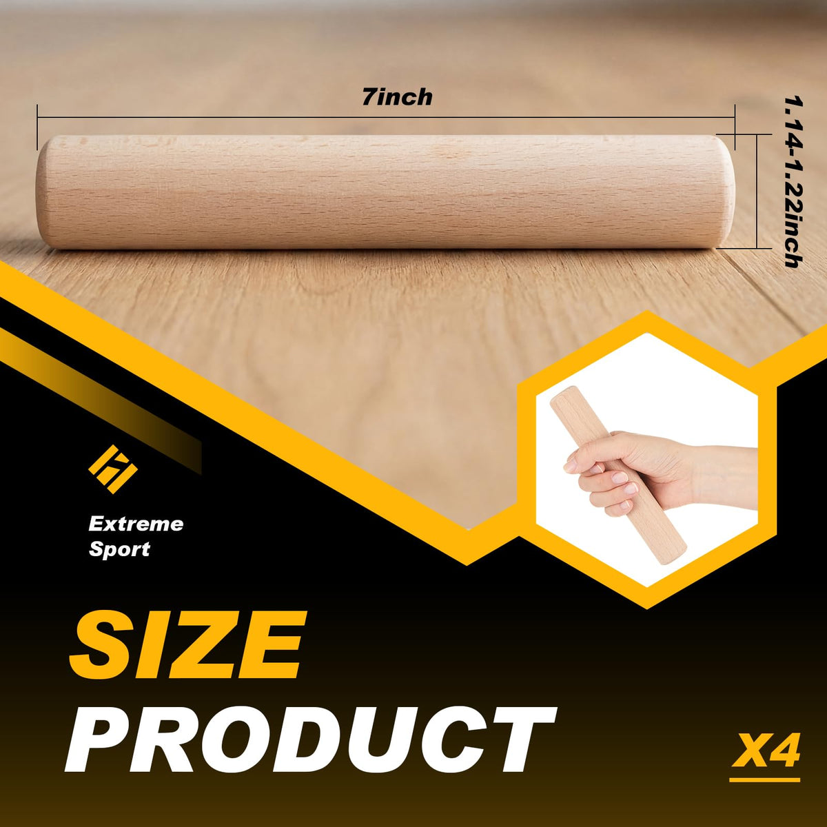 Qunclay 4 Pcs Climbing Hard Wood Pegs for Peg Boards, 6.5" in Length Oak Peg Board Climbing Holds for Body Building, Grip/core Strength and Endurance Training