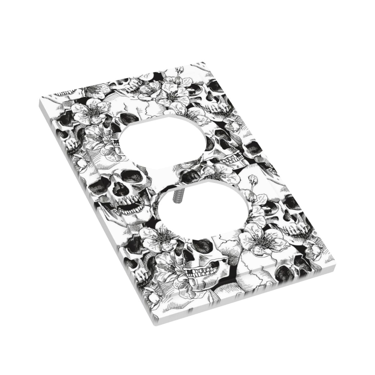 Gothic Skull Floral Skeleton Decorative 1 Gang Receptacle Outlet Cover Electrical Duplex Wall Plate Single Duplex Wall Plate Light Switch Cover