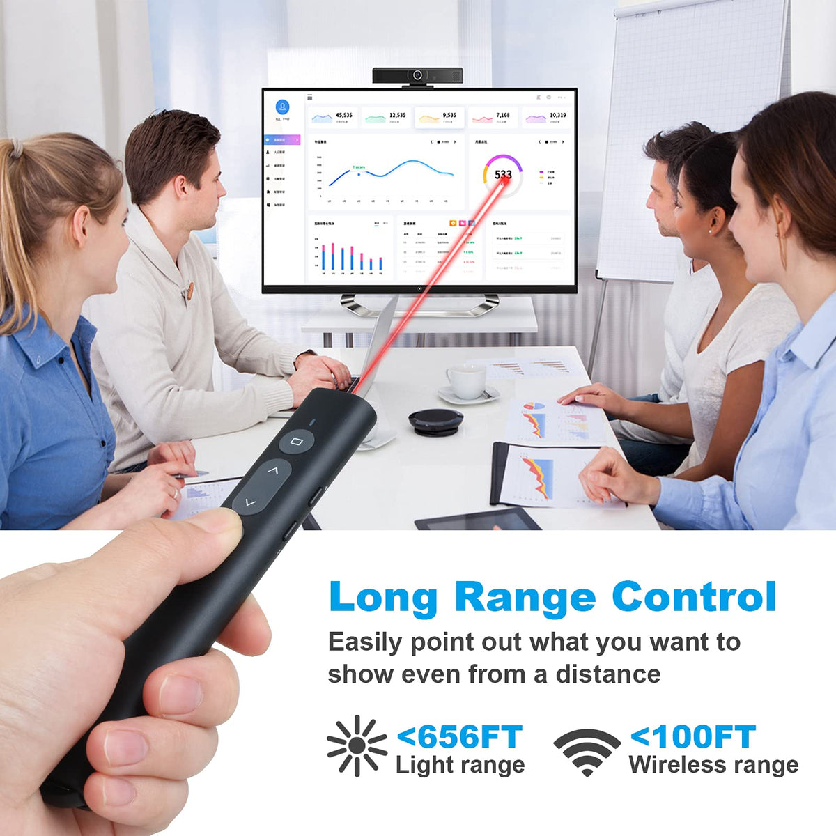 Presentation Clicker Presentation Remotes, Type C/USB A 2 in 1 Pointer, Remote PowerPoint Clicker,USB/Type-C for Computer Slide Advancer, Volume Control/Hyperlink/Switch Windows(Battery Included)