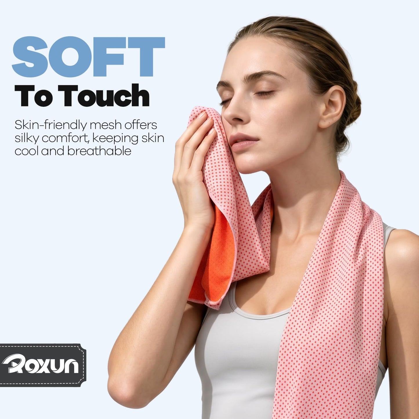 ROXUN 4 Pack Cooling Towels, 40''x12'' Soft Breathable Chilly Neck Ice Towel for Workout Running Golf Gray+Dark Gray+Blue+Grayish Blue