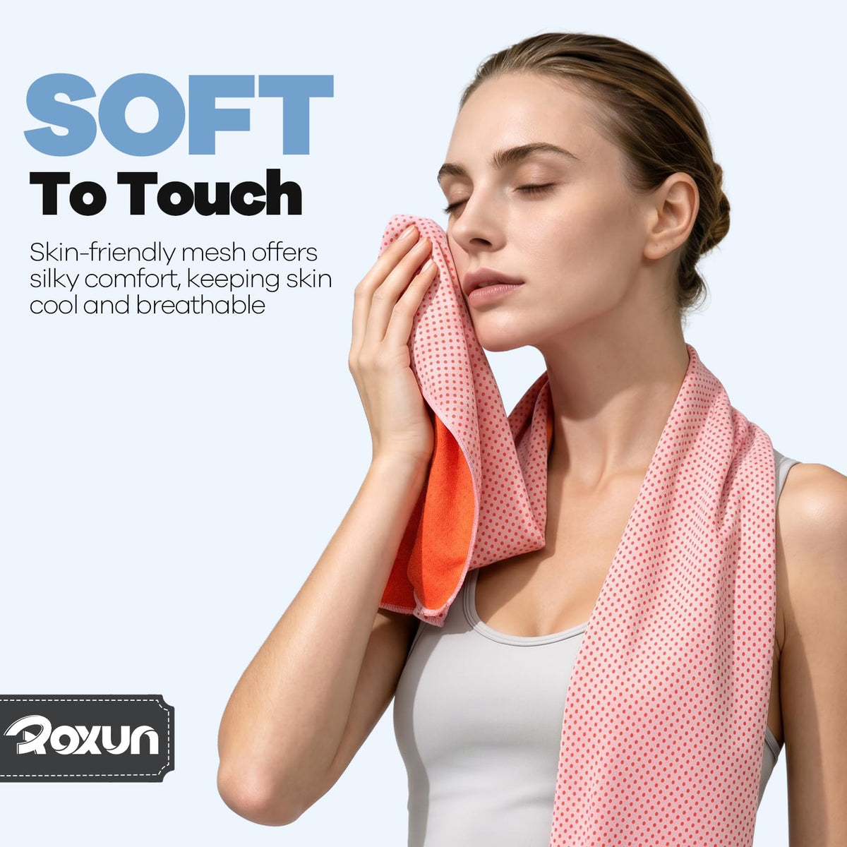 ROXUN 4 Pack Cooling Towels, 40''x12'' Soft Breathable Chilly Neck Ice Towel for Workout Running Golf Gray+Dark Gray+Pink+Light Pink