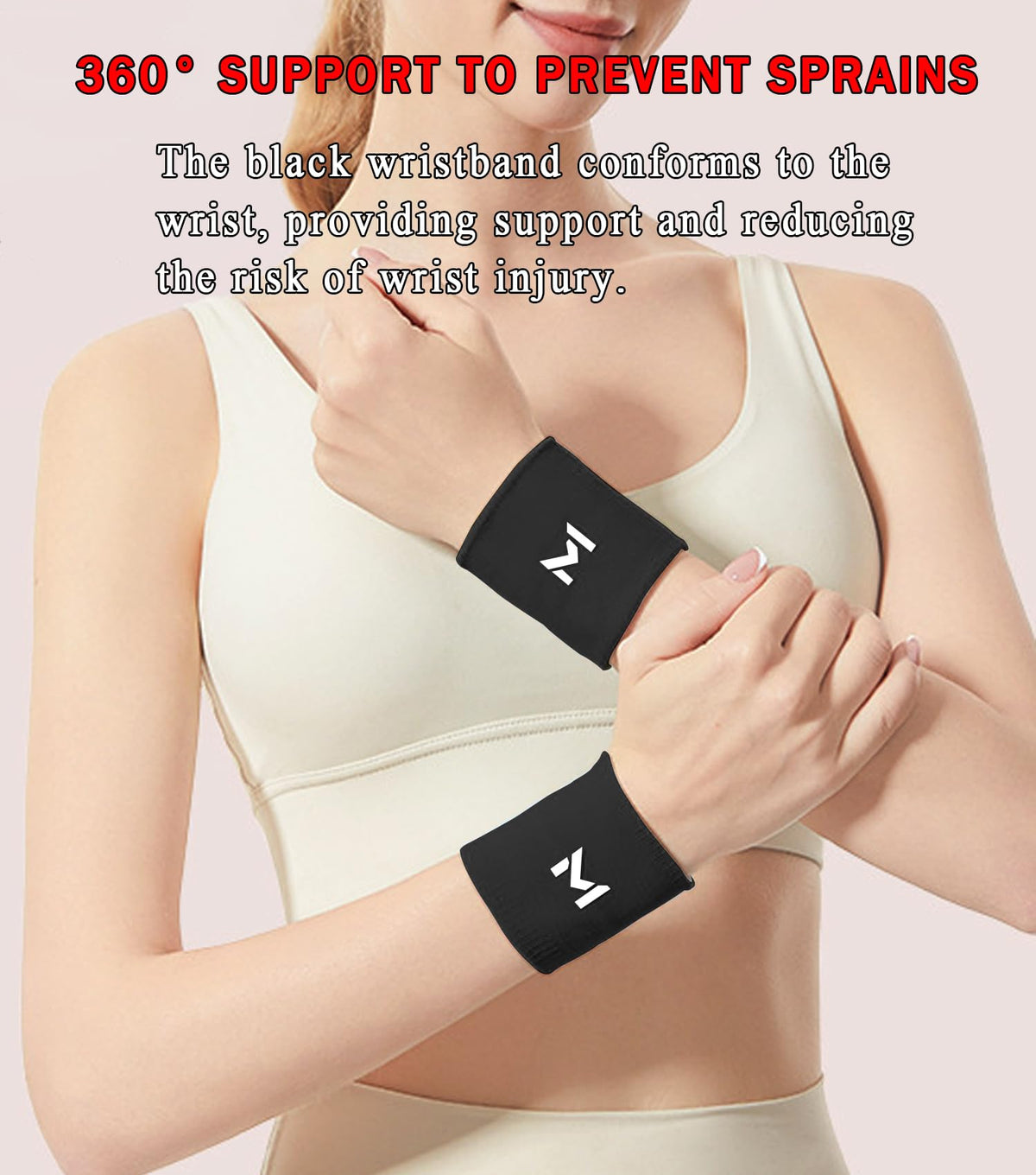 FVVWVV 2 Pairs Wrist Compression Sleeve, Black White Elastic Wristbands, Soft Wrist Support Brace for Tendonitis, Arthritis, Sprains Pain Relief, Great for Fitness, Sports, Daily Use