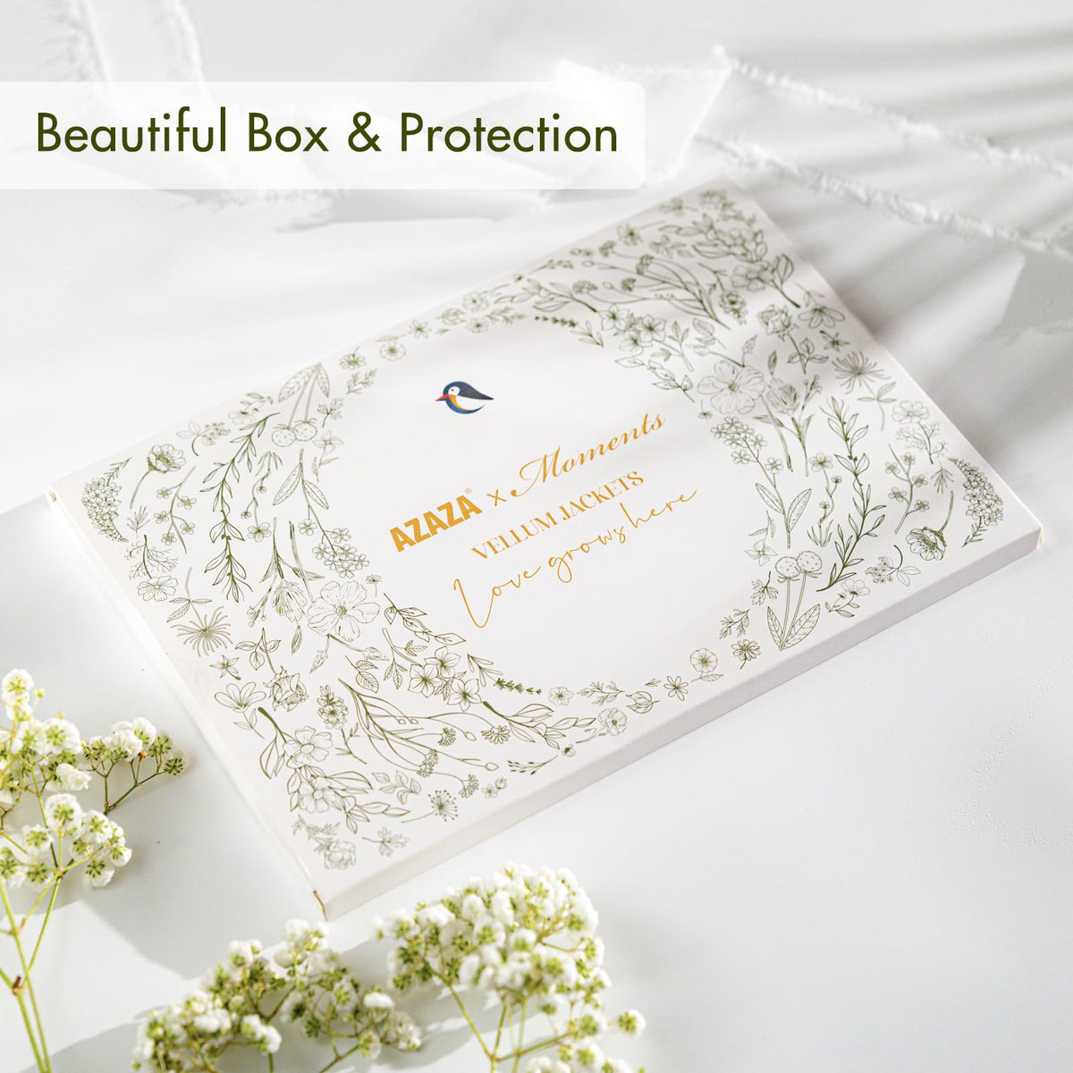 50 Pack Pre-Folded Vellum Jackets for 5x7 Invitations,AZAZA Elegant Translucent Invitation Sleeves,115GSM Vellum Jackets 5x7, Wedding Invitation Accessories, for Weddings Birthdays,Sage Green Toile