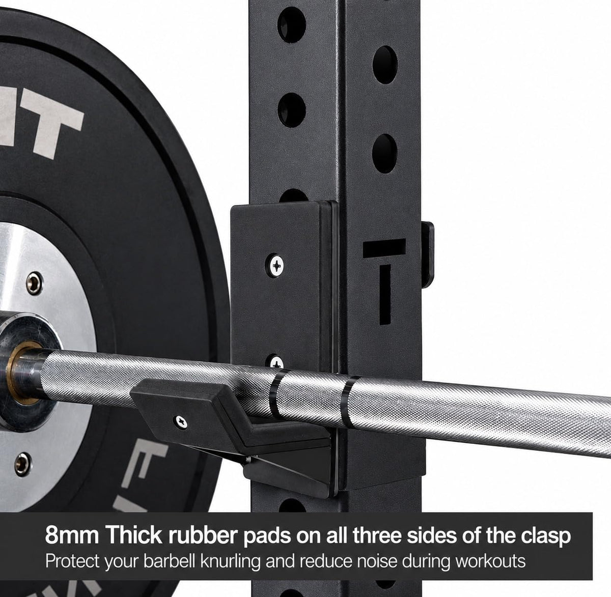 AINAFIX J Hooks for 3" x 3" Power Rack, Rubber Pad J-Hook for Power Cage, Bottom Reinforced Steel J Cups for Squat Rack (for 3"x3" Rack with 5/8" Hole)