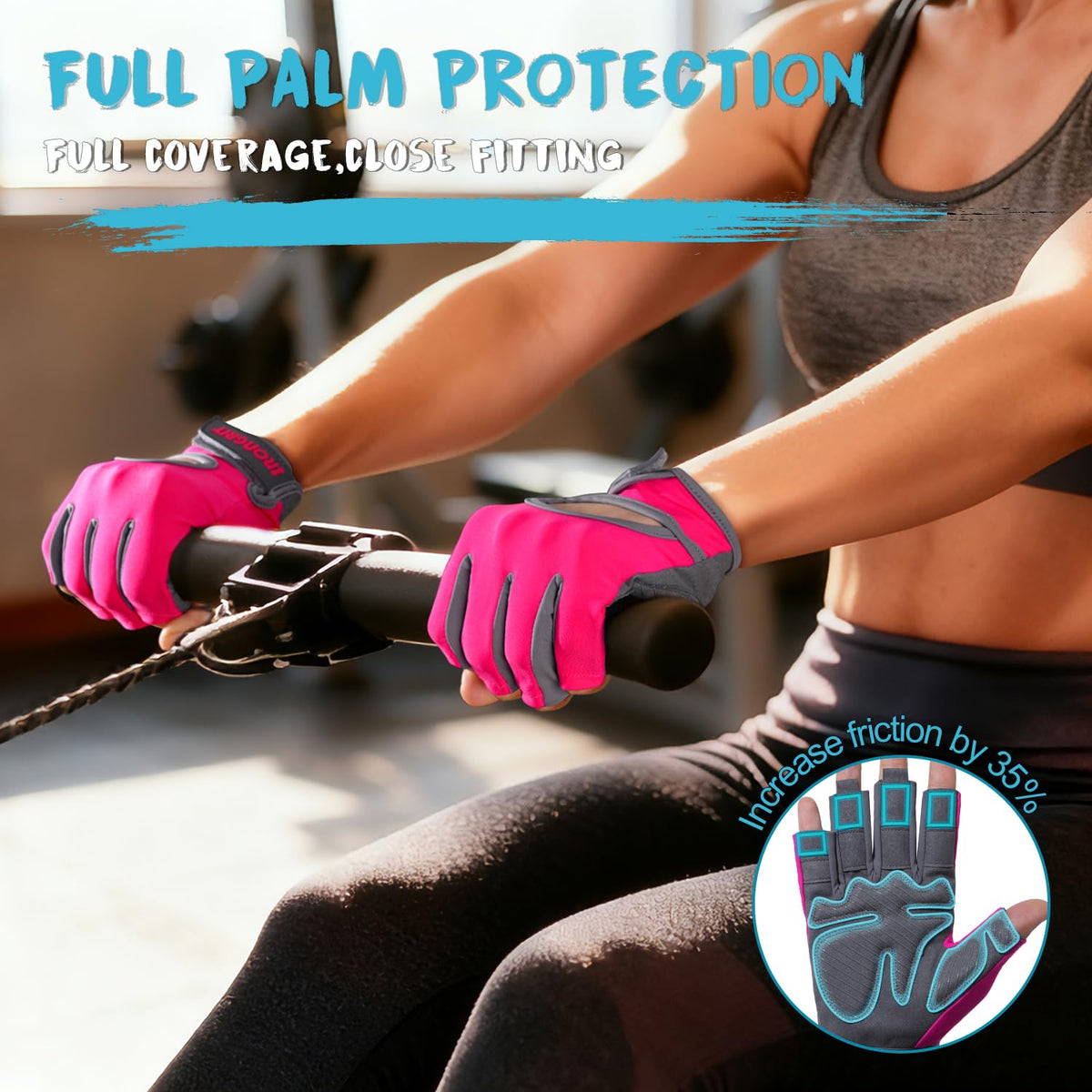IRONGRIT Breathable Workout Gloves for Women, Thick Padded Weight Lifting Gloves, Full Palm Protection & Extra Grip for Women Gym, Rowing, Fitness Training and Hanging (Medium)