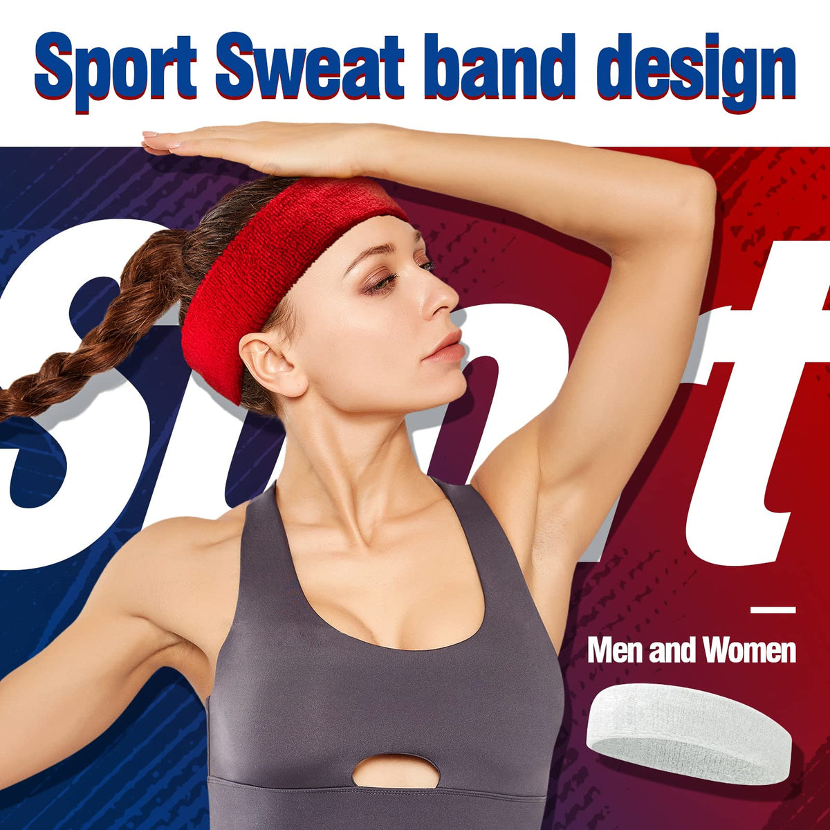 NONSTOP Mens Headband Sweatbands for Men Women, Sweat Wicking Head Bands Mens Sports Towel Headbands Cotton Terry Cloth Sweat Band for Tennis, Basketball, Running, Gym, Workout, Exercise