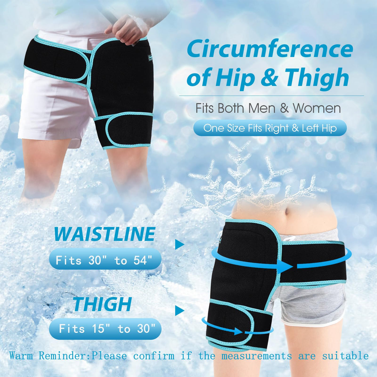 Hip Ice Pack Wrap for Injuries Reusable, Hip Brace with Hot Cold Pack for Women Men, Hip Gel Kit for Pain Relief Sciatica Nerve,Piriformis Stretcher, Hip Flexor Strain, Groin Pull, SI Joint, Hamstring