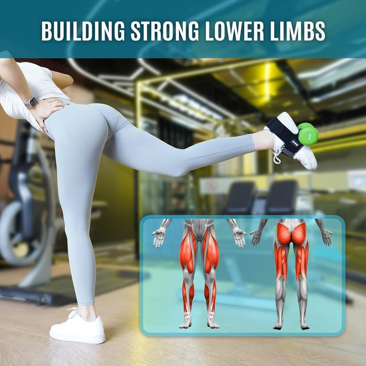 Dumbbell Foot Attachment for Leg Workout, Dumbbell Attachment Straps, Tibialis Trainer, Ankle Straps for Dumbbells, Dumbbells Foot Strap for Weight Lifting,Shin Splint,Hamstring Curls,Leg extensions