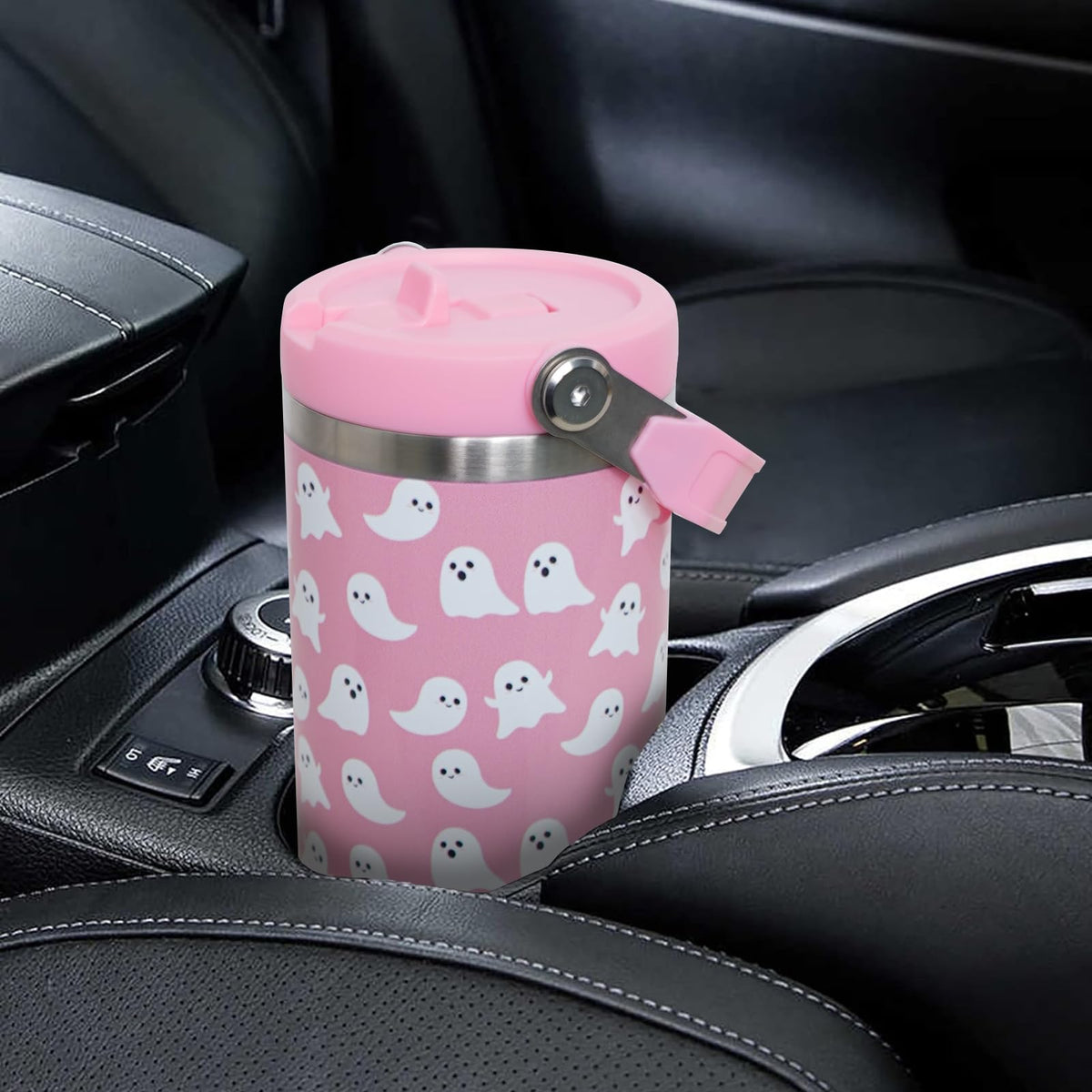 Aokoyi Halloween Ghosts 30oz Tumbler Gifts for Women Girls, Cute Spooky Stainless Steel Insulated Cup, Top Handle and Flip Straw Water Bottle Mug, Holiday Gifts