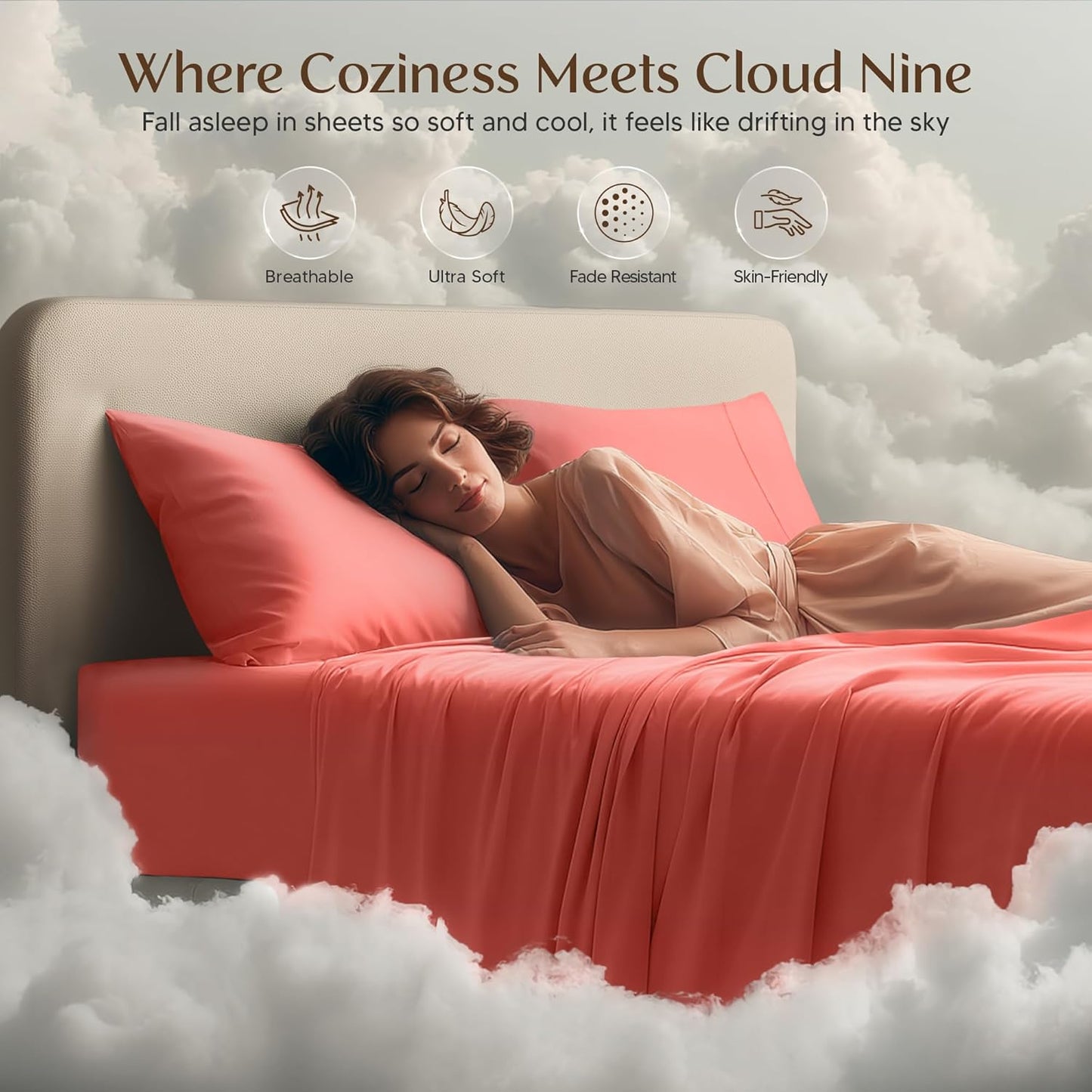Utopia Bedding Full Size Sheet Set - Soft, Breathable Microfiber, 4-Piece in Coral | Oeko-Tex Certified