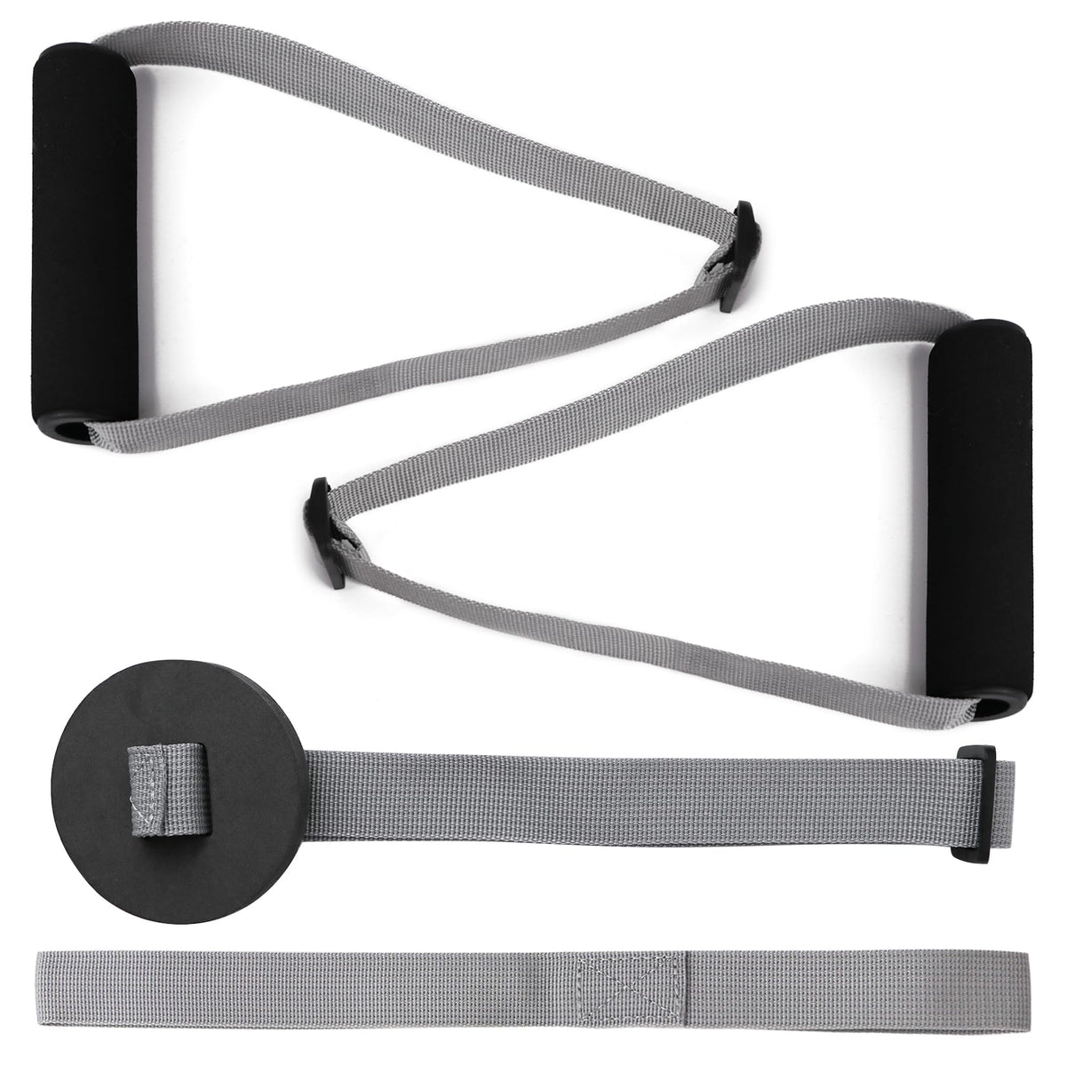 Hshbxd Resistance Band Handles & Accessories Kit for Elastic Bands & Tubes, Modern Silver and Black Nylon Exercise Strap Accessories
