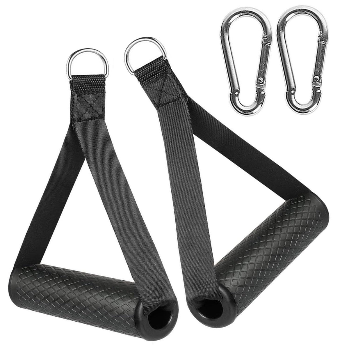 Exercise Handle Workout Handle Heavy Duty Grip Resistance Bands Handles Webbing Grip Puller Handle for Cable Machine Attachments Fitness Equipment with 2 Carabiners