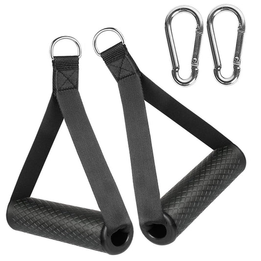 Exercise Handle Workout Handle Heavy Duty Grip Resistance Bands Handles Webbing Grip Puller Handle for Cable Machine Attachments Fitness Equipment with 2 Carabiners
