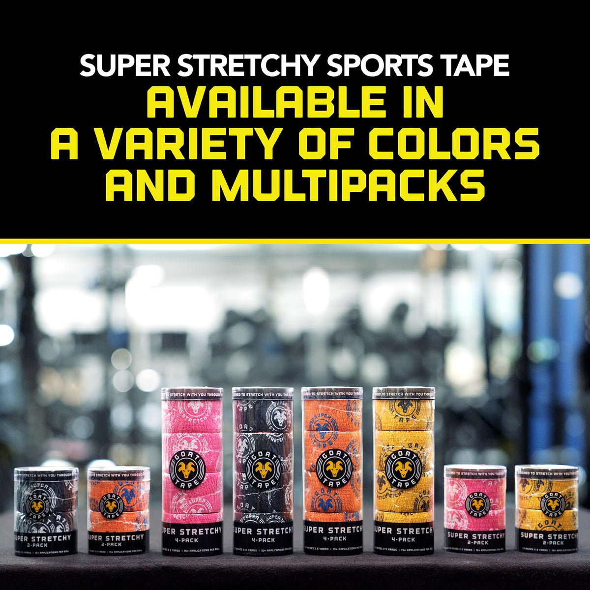 Goat Tape Super Stretchy Thumb Tape - Weightlifting Hook Grip Tape & WOD Tape for Cross Training, Gym Workout Tape, Athletic Finger Wrap - Flexes with Every Move - 15 Feet per Roll (Black 2-Pack)
