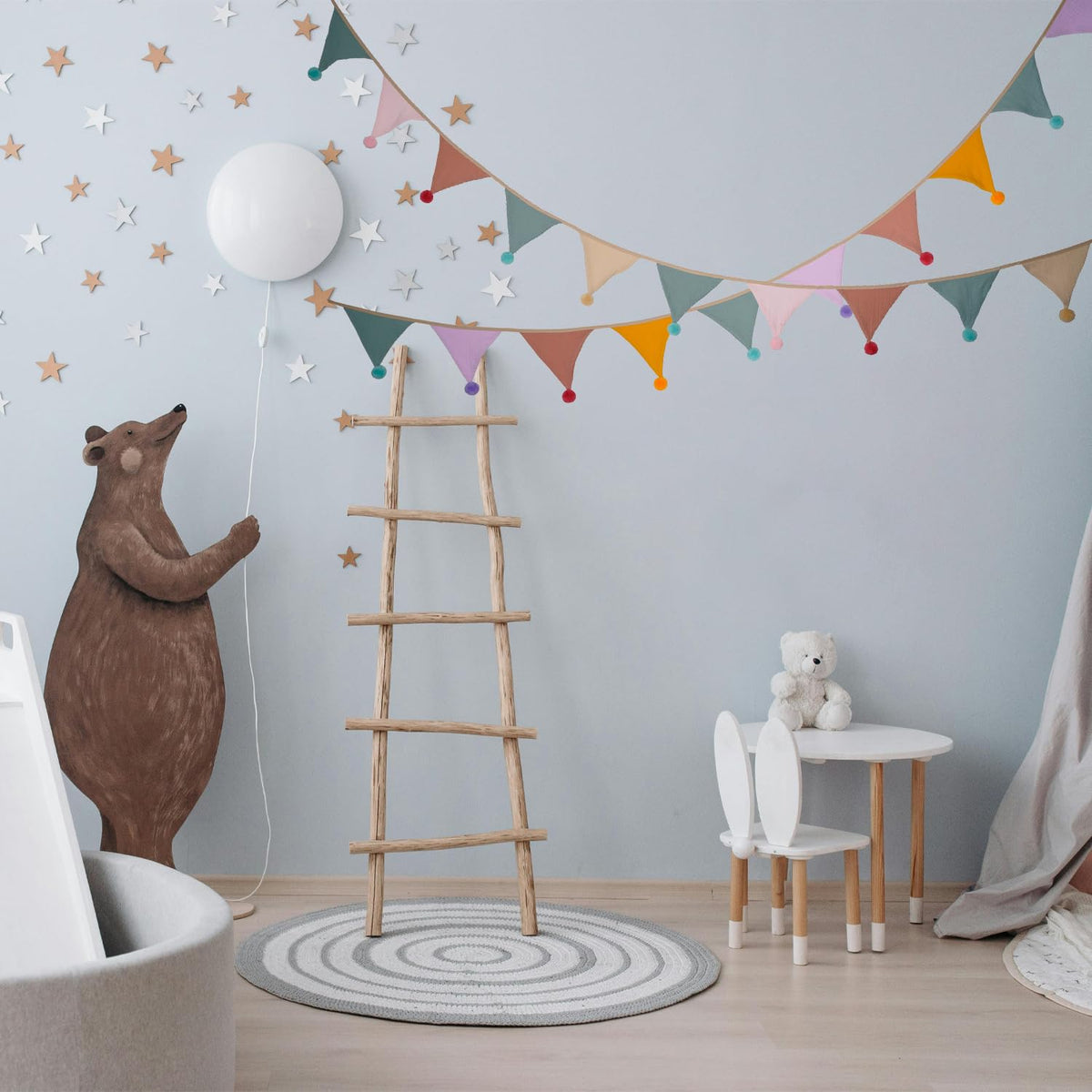 Fabric Bunting Banner, 2 Pack Handmade Neutral String Banner with Felt Ball Each 8.5 ft 10 Flags Nursery Wall Hanging Wedding Birthday Home Baby Shower Party Decoration Bunting (Orange 2 Pack)