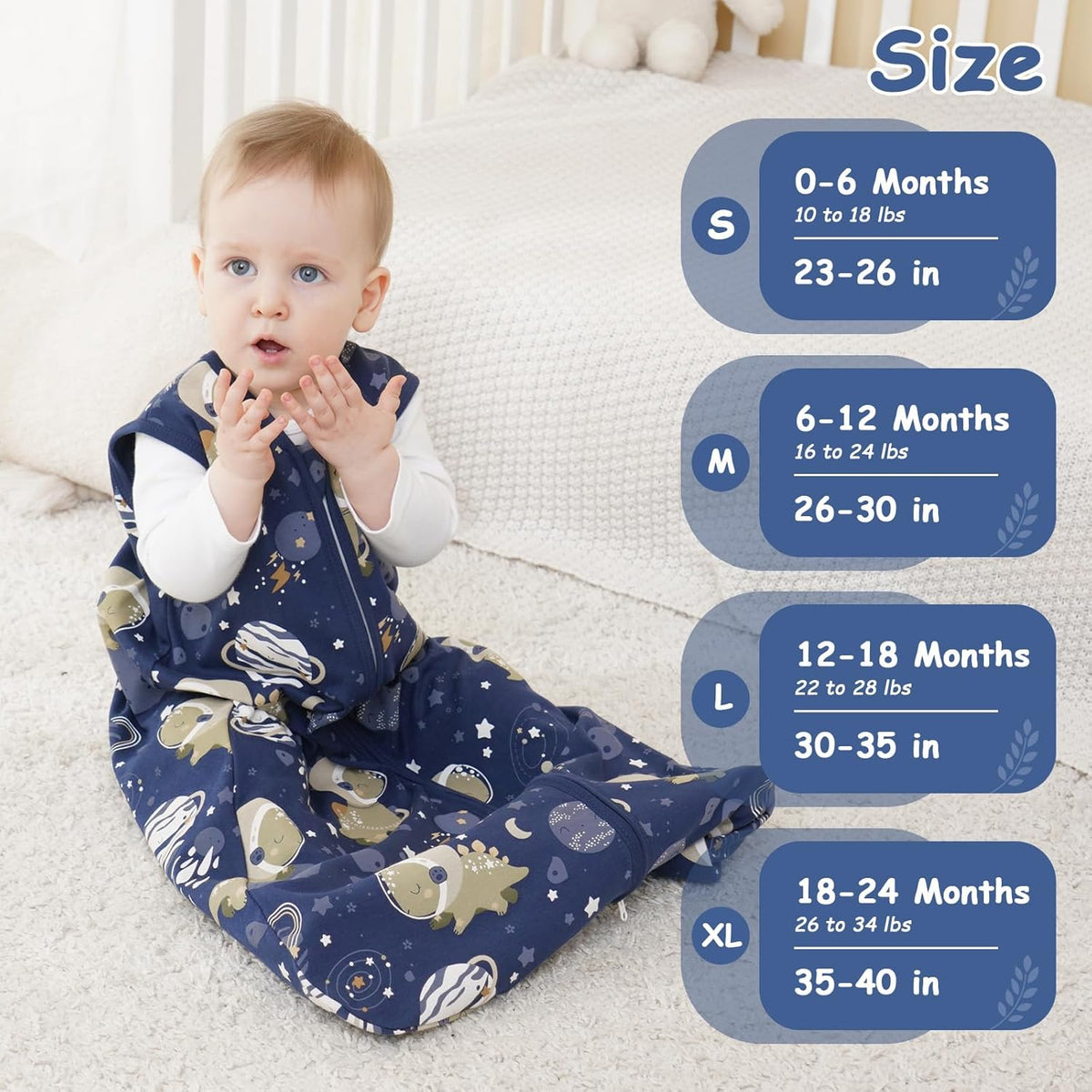 Looxii Baby Sleep Sack - 0.5 TOG Cotton Wearable Blanket | 3-Pack Lightweight Toddler Sleeping Bag for 12-18 Months