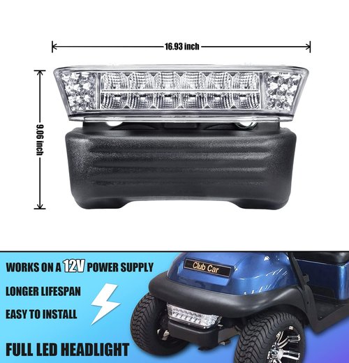 Gaoerfu-CP 12V Club Car Precedent LED Head Light with Bumper, For 12V Precedent Electric Golf carts LED Head 2004-UP