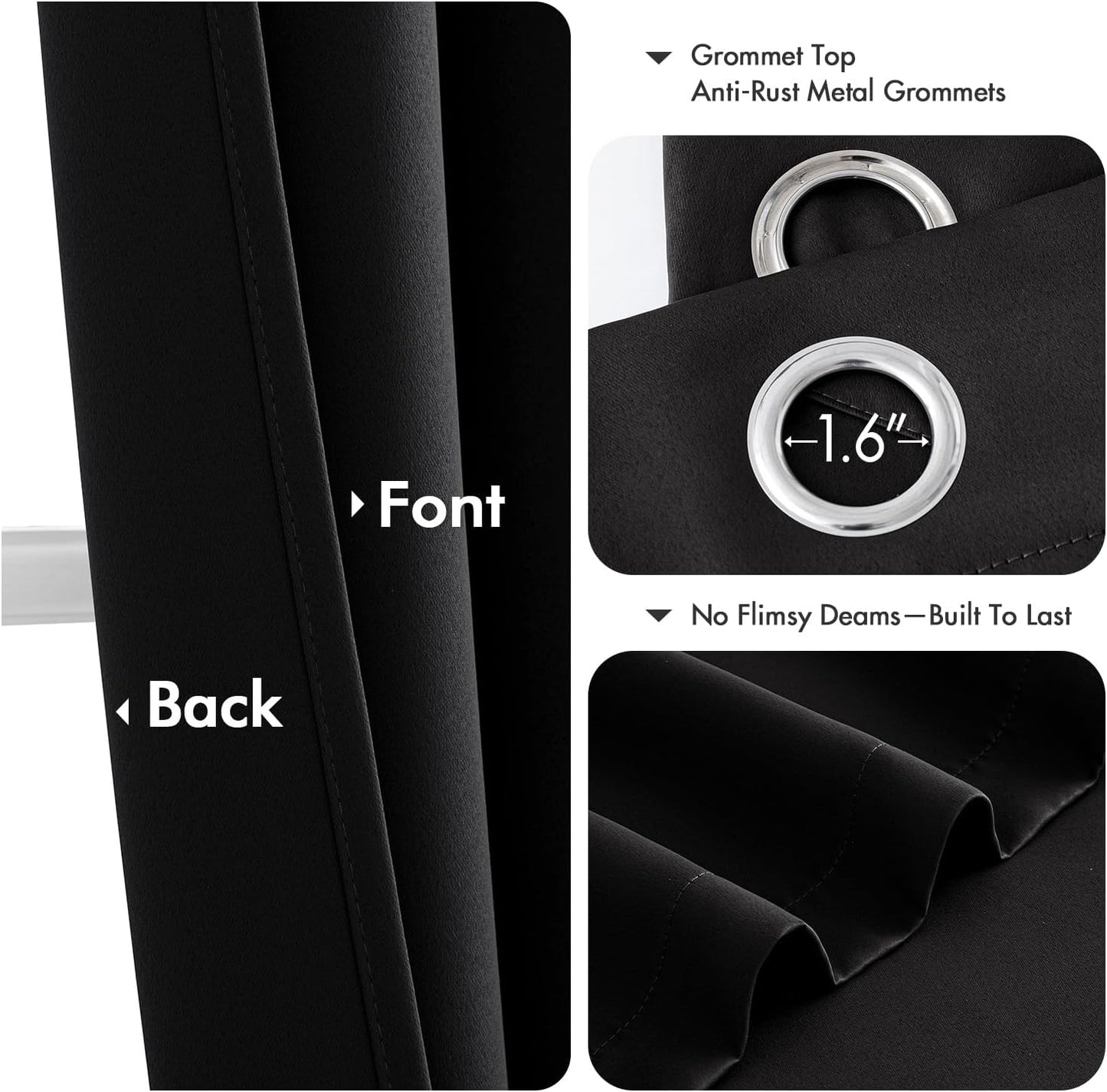 MIULEE Blackout Curtains - Thermal Insulated Room Darkening Drapes | 90-Inch Long, 2 Panels, Noise Reduction