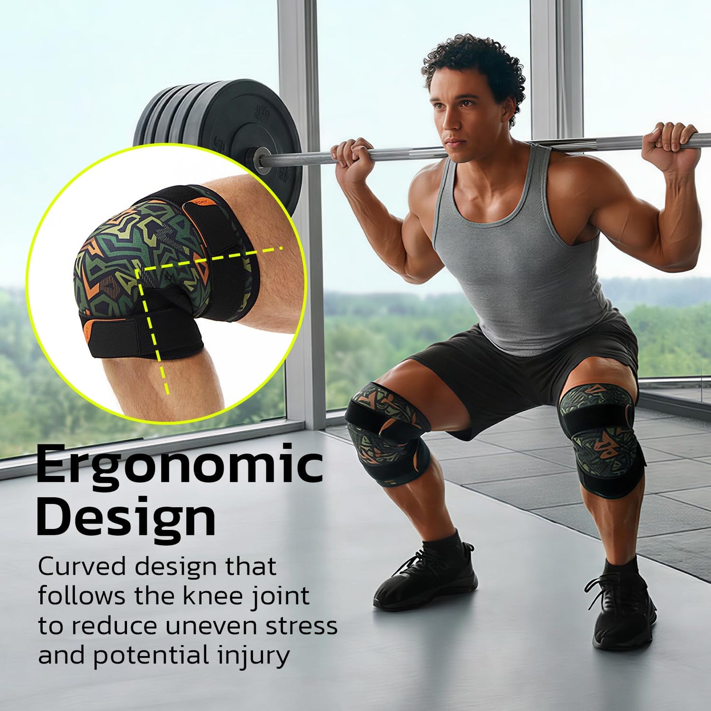aoFIT Knee Brace (1 Pair) Adjustable Strap 7mm Neoprene Knee Compression Sleeve Knee Support for Men Women for Training & Fitness, Weightlifting, Onyx XX-Large