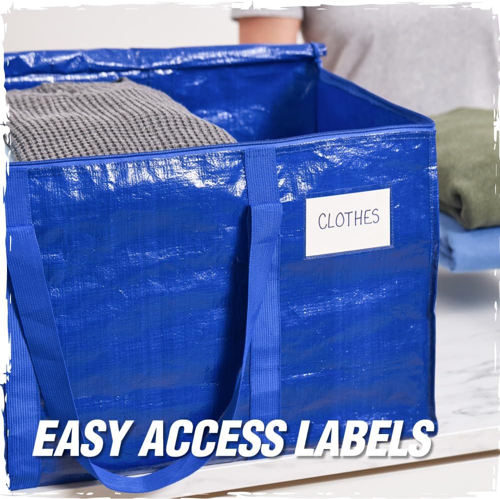 RUGGED RHINO Heavy Duty Extra Large Moving Bags - Durable Blue Storage Solution with Zipper & Strong Handles | 2 Pack