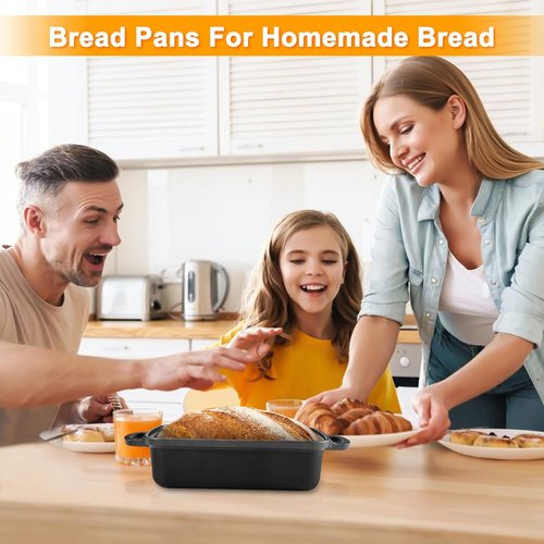 Cast Iron Bread Pan with Lid by [Brand Name] - 2 in 1 Loaf Bakeware for Sourdough & Sandwich Bread - 9×5 Inch Heavy Duty Design
