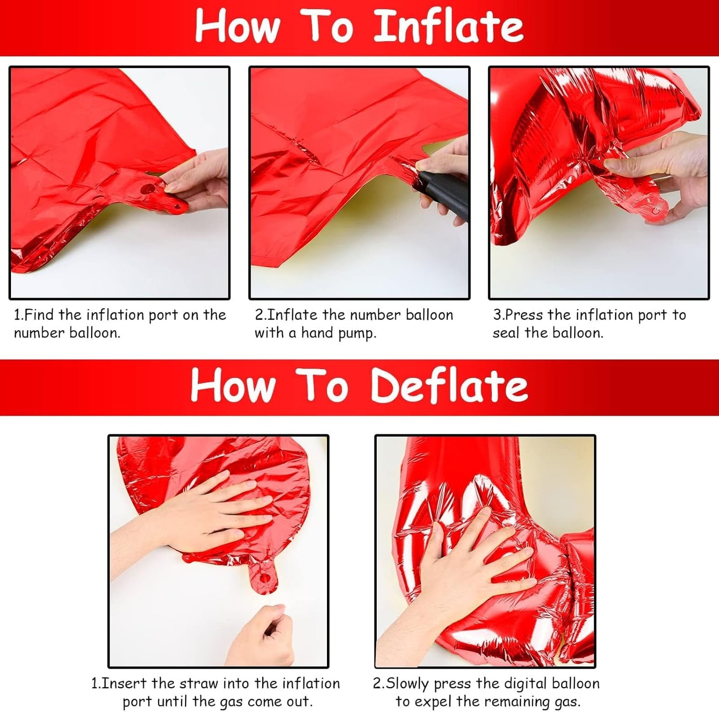 Self-Inflating 40-Inch Red Number 6 Balloons by [Brand Name] | Foil Mylar for Birthday Parties & Anniversaries