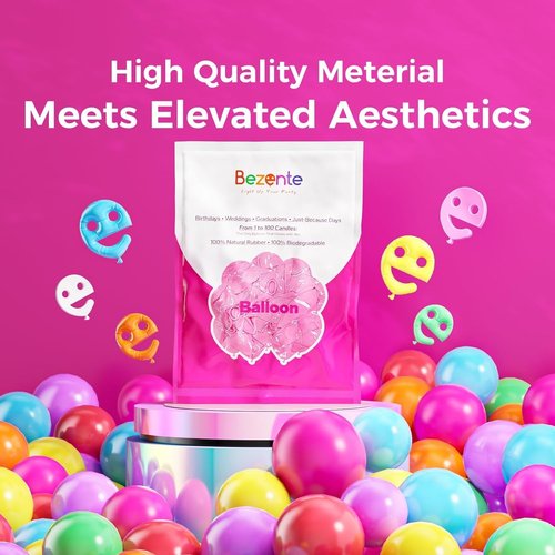 Bezente Pastel Pink Latex Party Balloons - 30 Pack of 18-Inch Large Round Balloons for Celebrations