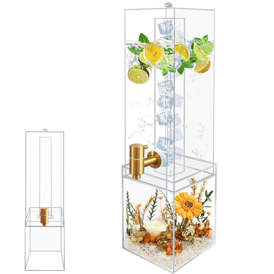 2 Gallon Large Drink Dispenser, Drink Dispenser with Acrylic Stand, Drink Dispensers for Parties with Ice Core, Beverage Dispenser with Airtight Valve for Water, Punch, Juice