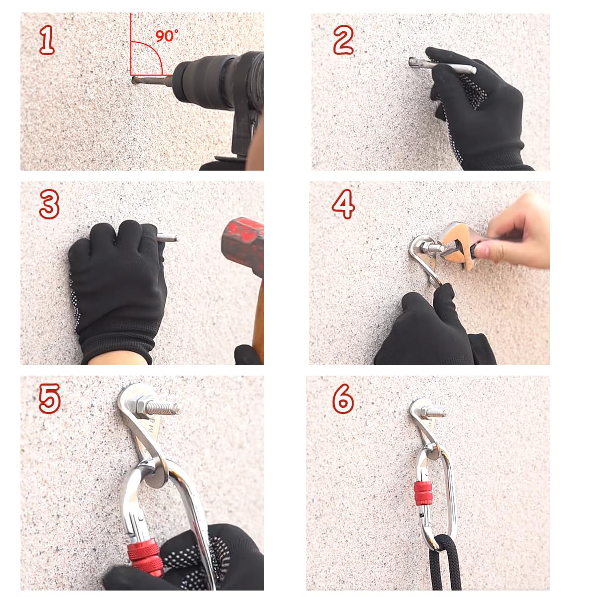 YZTONGPAO 2 Set 304 Stainless Steel Climbing Anchor Bolt, 30KN Rock Climbing Bolt Hanger, Climb Fastening Bolt Safe Fixed Point, Rock Climbing Holds
