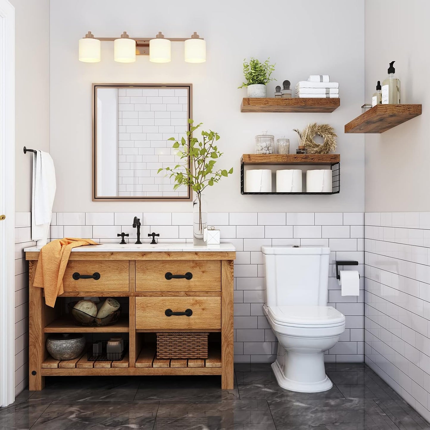 QEEIG Bathroom Shelves - Over Toilet Storage Set of 3 | Stylish Bathroom Decor Bundle