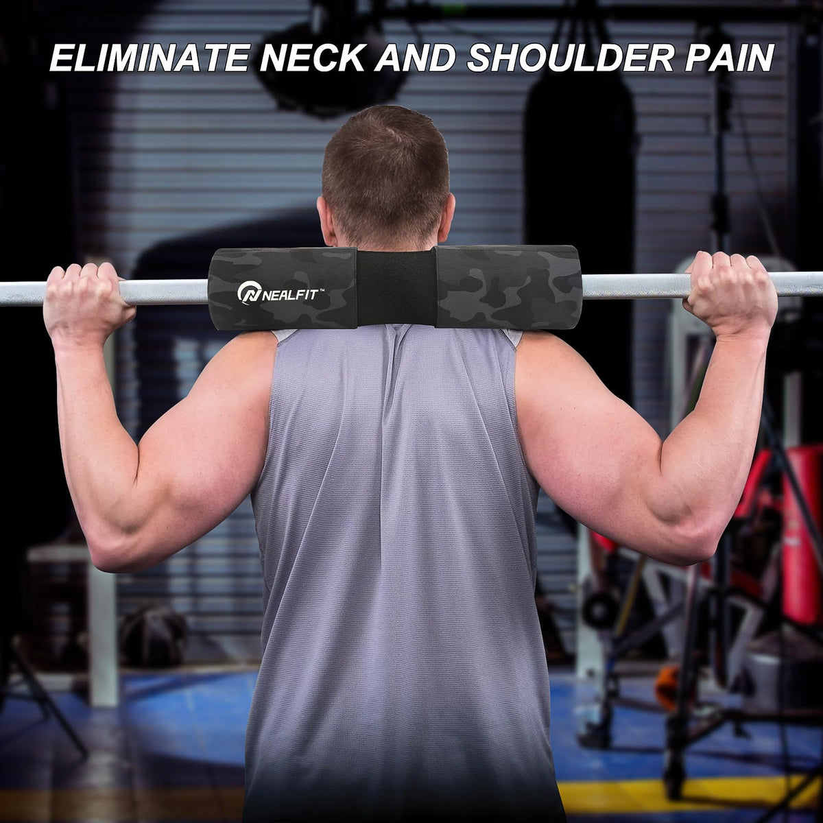 NEALFIT Barbell Squat Pad with Thick Nylon Padding, Hip Thrust Pad for Squats, Lunges, Neck Shoulder Squat Pad for Olympic or Standard Bars (Camo)