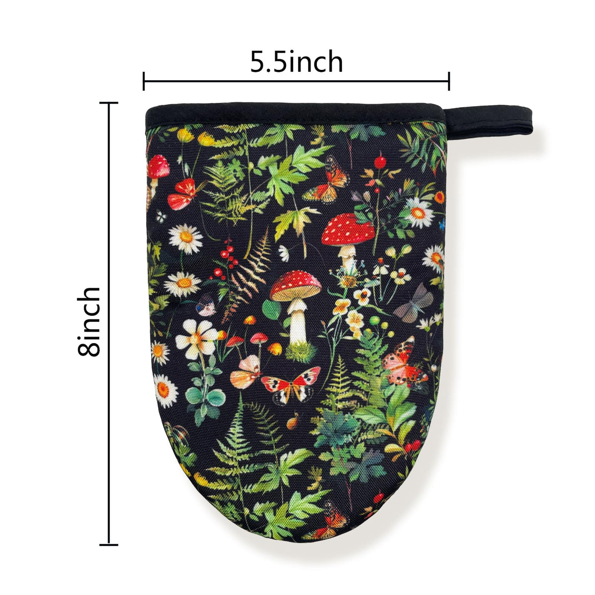 Goth Mushroom Farmhouse Vintage Gothic Mini Silicone Oven Mitts, Heat Slip Resistant Kitchen Gloves 2-Pack Set, Soft Short Small Oven Mittens Pot Holders for Baking Grilling Barbecue Microwave Gift