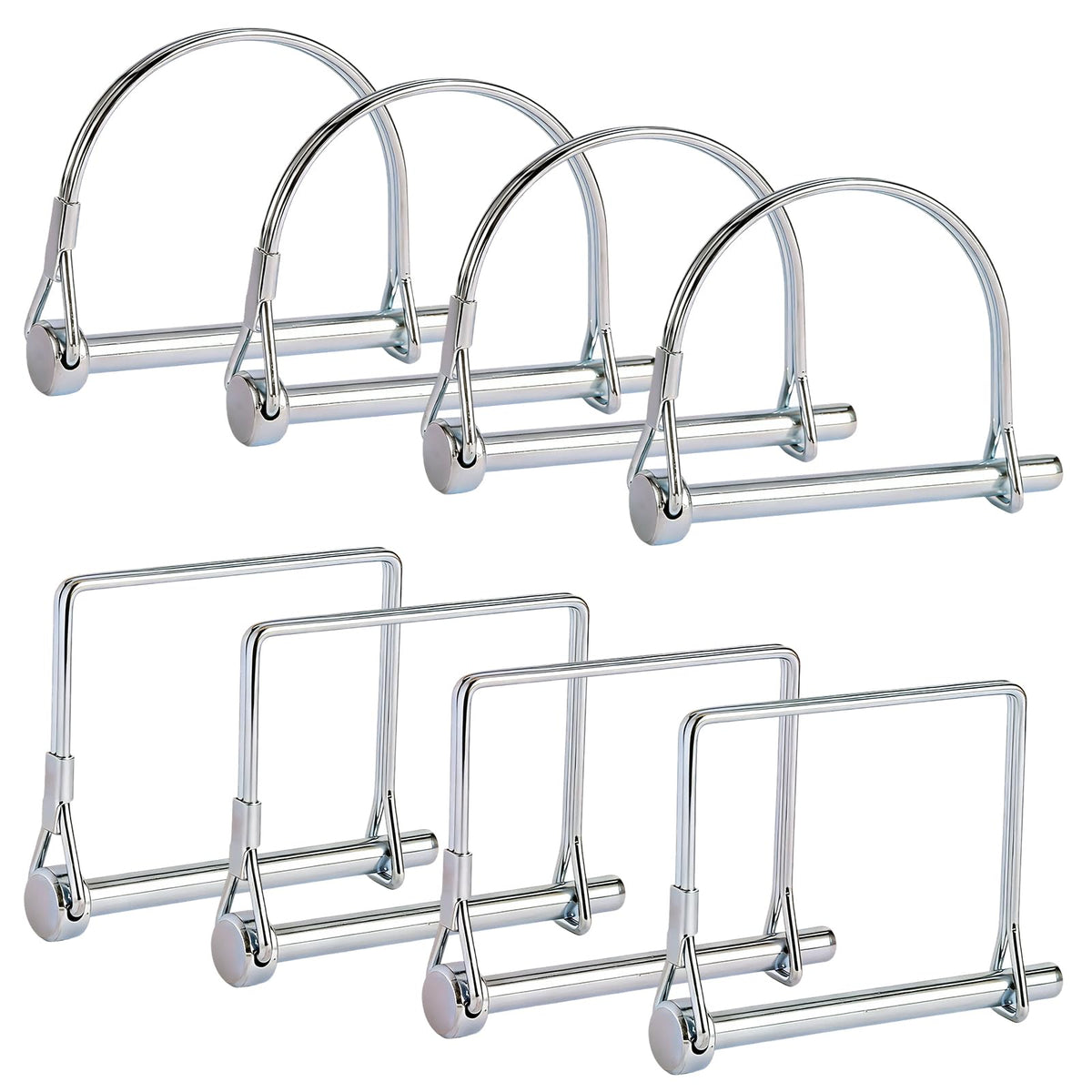 Aurdeayi 8PC Trailer Hitch Pin, Standard 1/4 Inch Hitch Pins, Strong Trailer Coupler Pin Safety Lock, Easy Hook Up Locking Retainer, Perfect for Tractor, RV, Farm Yard Equipment