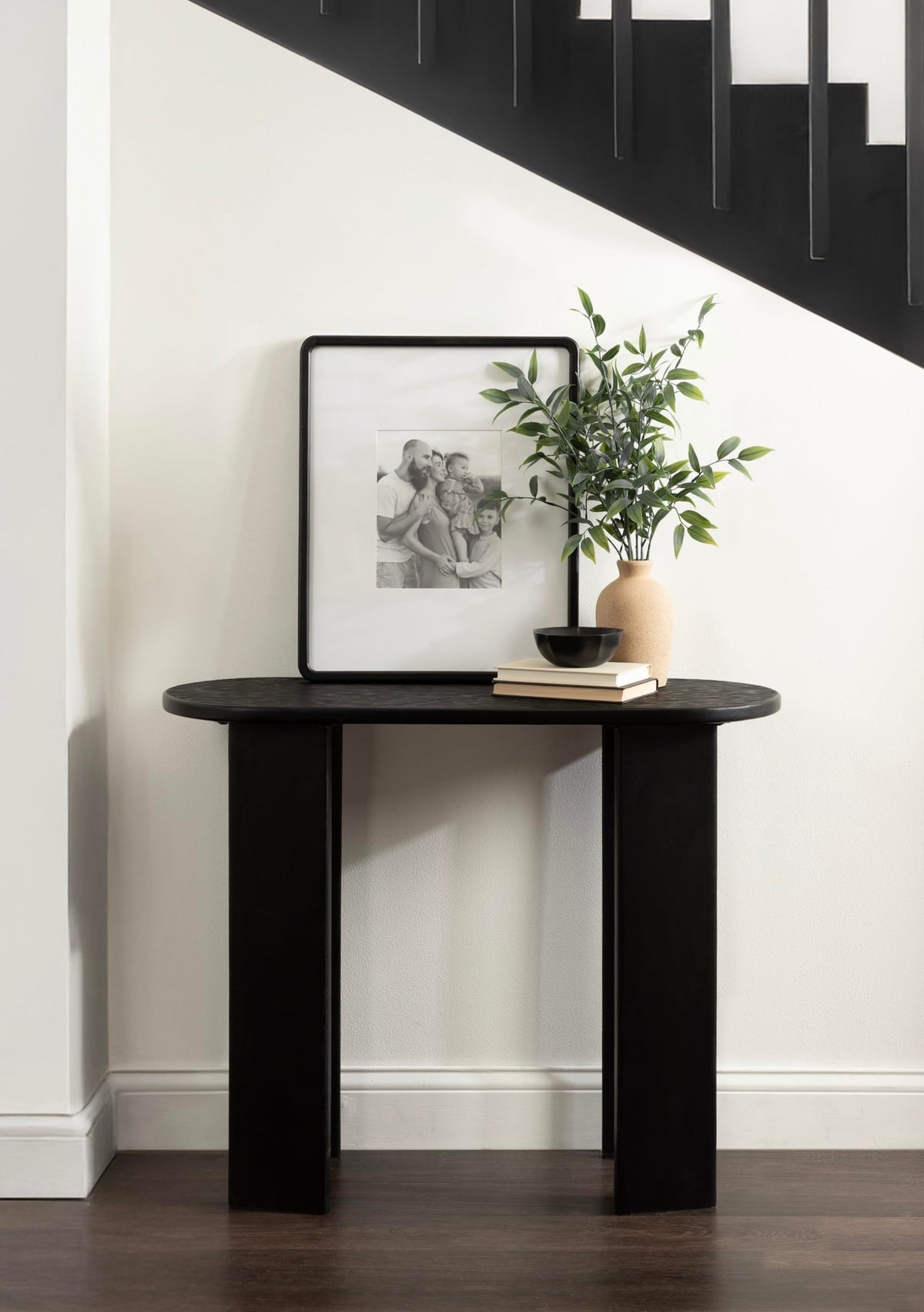 Kate and Laurel Yesenia Modern Capsule Mango Wood Console Table, 36 x 14 x 29, Black, Transitional Decorative Entryway Table with Textured Tabletop Design for Entry Decor Option