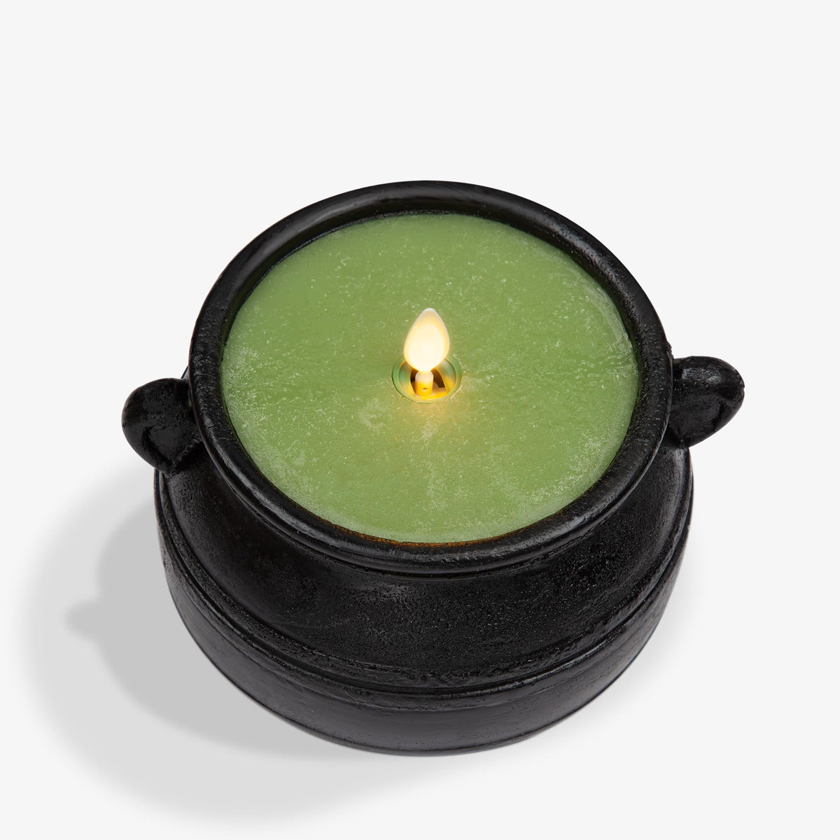 Luminara Green Potion Flameless LED Candle Cauldron Frosted Matt Black Painted Halloween Decoration Moving Flame Candle 5.7" x 4.25"