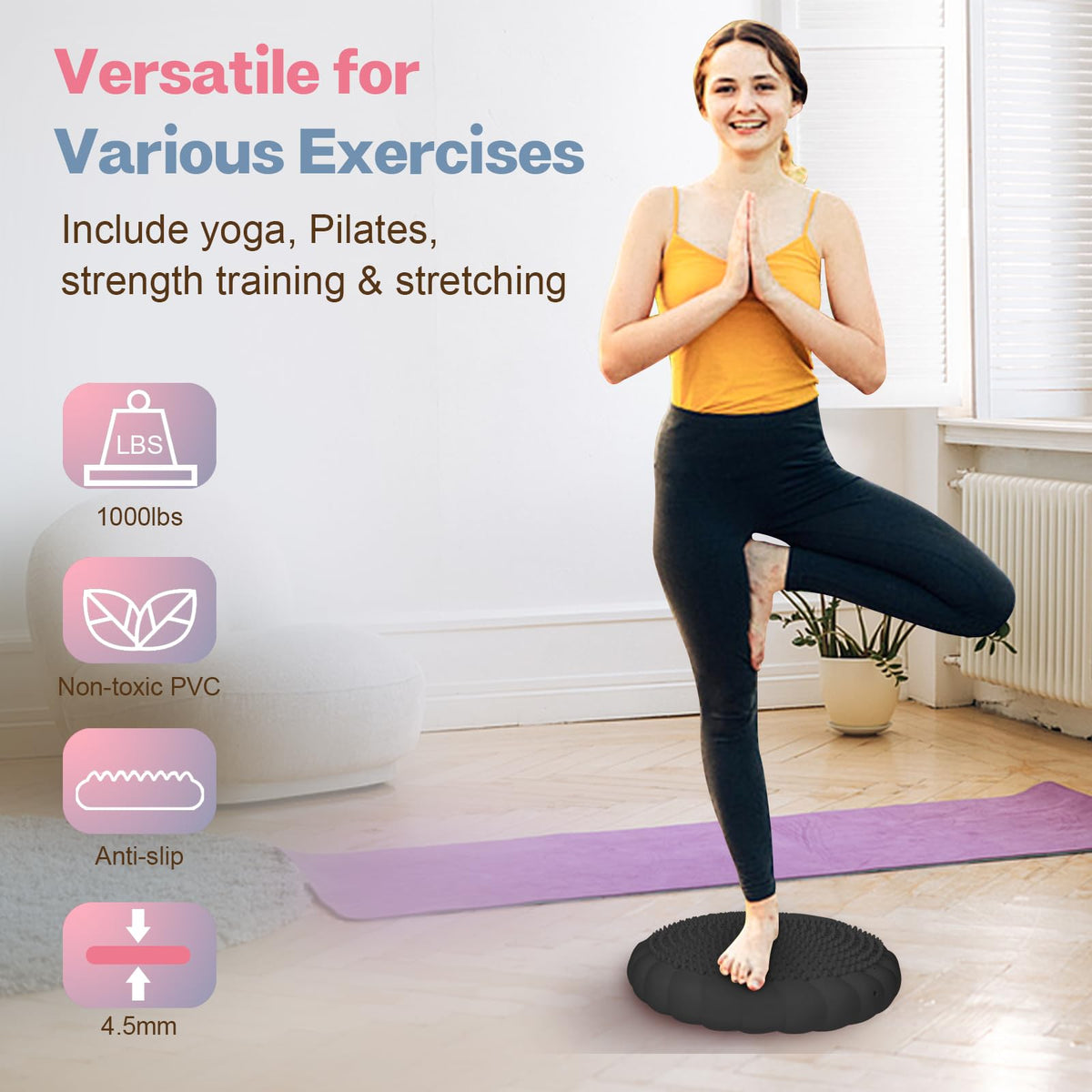 kisnbld Wobble Cushion, Extra Thick Wiggle Seat for Sensory Kids, Non-slip Balance Disc with Inflation Pump for Adults Core Strength, Posture Improvement & Physical Therapy (13.5in/34cm)