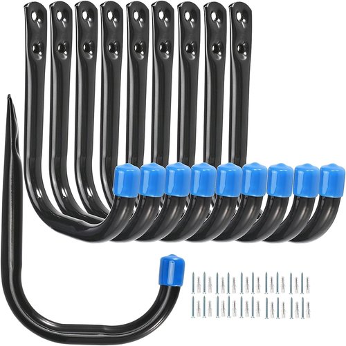 Heavy Duty Garage Storage Hooks by J Utility - 4-Inch Wall Mount Organizers for Tools, Bikes & Ladders | 10 Pack