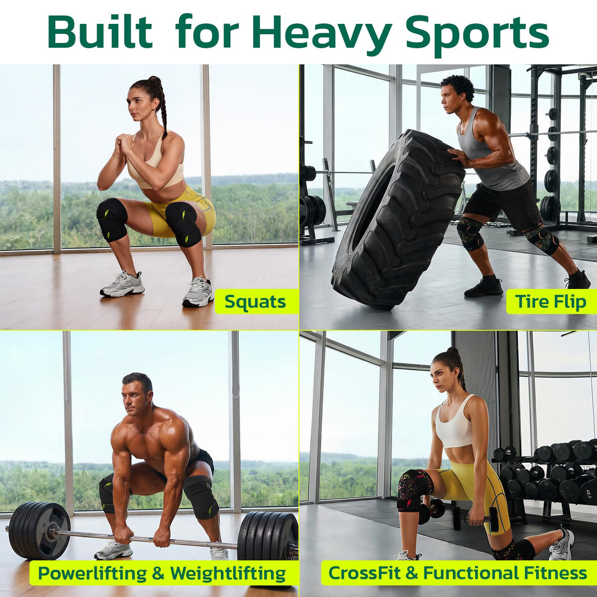aoFIT Knee Brace (1 Pair) Adjustable Strap 7mm Neoprene Knee Compression Sleeve Knee Support for Men Women for Training & Fitness, Weightlifting, Black Small