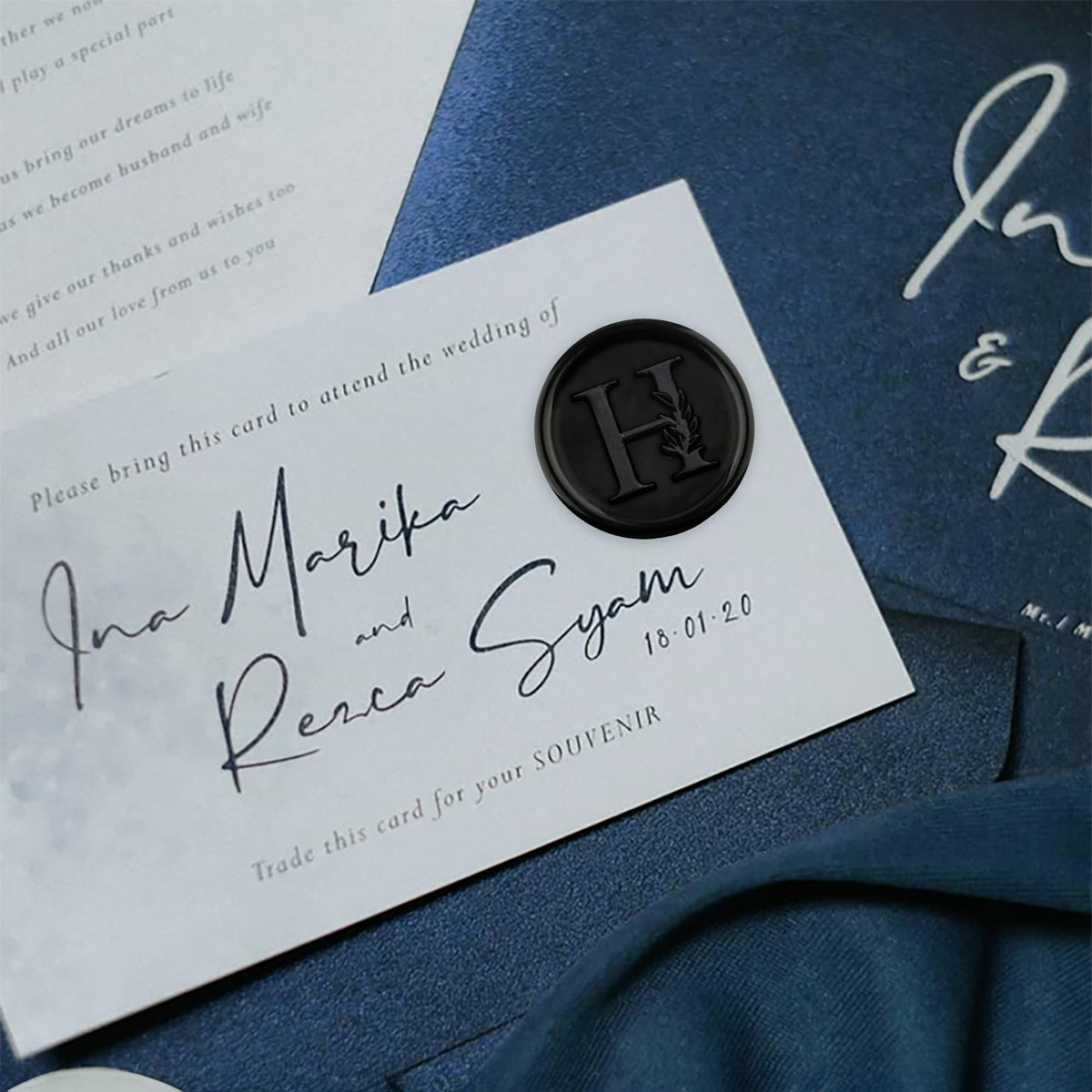 100Pcs Black Wax Seal Stickers Handmade Vintage Botanical Leaves Adhesive Letter Wax Stickers for Wedding Party Invitations, Envelope, Gift Wrap, Christmas(Initial J, Black)