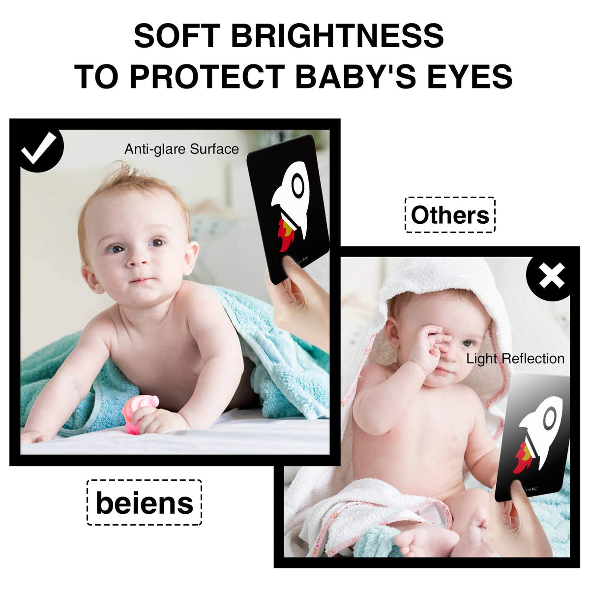 beiens High Contrast Baby Flashcards, Black White Color Newborn Brain Development Toys, Visual Stimulation Learning Activity Cards, Educational Infants Gift (Black White Color(for 3-6 Months))