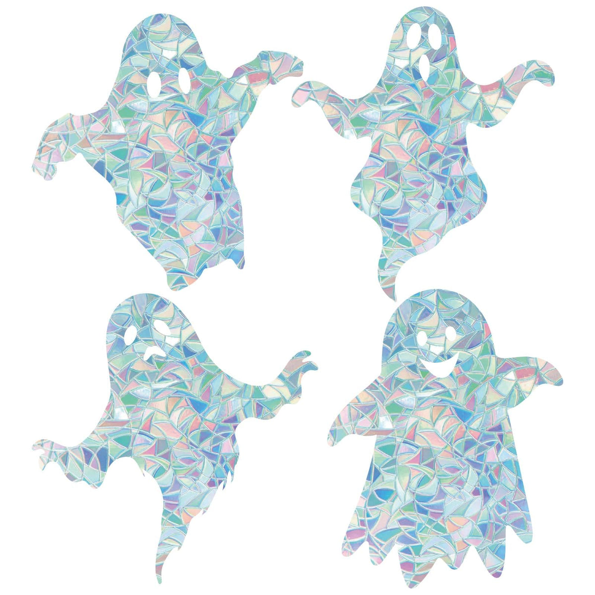 GORGECRAFT 16Pcs 4 Styles Halloween Window Clings Ghost Rainbow Window Decals Non-Adhesive Prism Windows Stickers Suncatcher Anti-Collision Cling to Save Birds from Door Collision Strike for Home