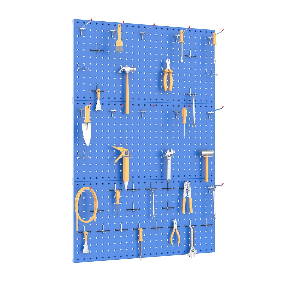 TORACK 3 PCS Metal Pegboard Panels(12x24 inch) for Wall Garage Utility Tools Storage Pegboard for Workbench, Modular Peg Board Tool Organizer Board Kit(Pack of 3, Blue)